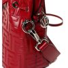 Fendi Embossed Leather Mon Tresor Bucket Bag - Fragola Red