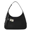 Ferragamo Arch Shoulder Bag in Brushed Calf Leather - Black