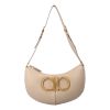 Ferragamo Plush Shoulder Bag in Vitello Daino Leather - Beige