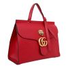 Gucci "Animalier" Large Red Top Handle Bag in Marmont Leather