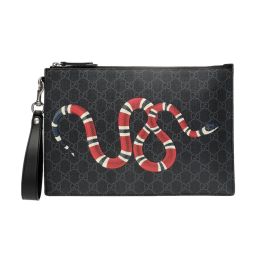 Gucci “Bestiary Kingsnake” GG Supreme Canvas Wristlet Pouch