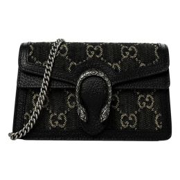 Gucci "Dionysus" Supermini "GG" Shoulder Bag - Black Denim