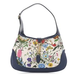 Gucci Jackie Flora Hobo Bag in Canvas/Agata Calf Leather Trim