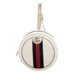 Gucci "Ophidia" Round Mini Backpack in Calf Leather - Ivory