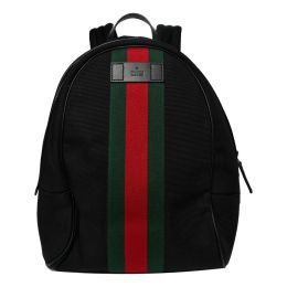 Gucci Red/Green Web Striped Backpack in Canvas - Black