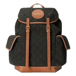 Gucci Large Backpack in "GG" Guccissima Wool - Dark Green