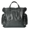 Gucci Drawstring Tote Bag in "GG" Tonal Logo Gray Calf Leather