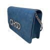 Jimmy Choo "Kalina" Plush Chain Wallet in Suede - Parrot Blue