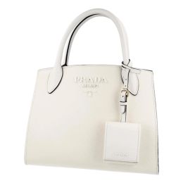Prada Monochrome Handbag in Safiano Leather - Bianco White
