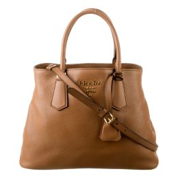 Prada “Galleria” Vitello Phenix Leather Caramel Brown Handbag