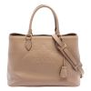 Prada Embossed Logo Handbag in Calf Leather - Cameo Beige