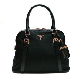Prada Black Tessuto Nylon w Safiano Calf Leather Trim Satchel