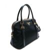 Prada Black Tessuto Nylon w Safiano Calf Leather Trim Satchel