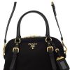 Prada Black Tessuto Nylon w Safiano Calf Leather Trim Satchel