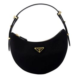 Prada Arqué Re-Nylon/Brushed Calf Leather Black Shoulder Bag