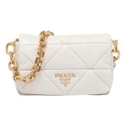 Prada Shoulder Bag in Quilted Napa Lambskin Leather - White