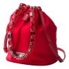 Prada Re-Nylon Drawstring Bucket Bag w/ Crystal Handle - Red