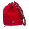 Prada Re-Nylon Drawstring Bucket Bag w/ Crystal Handle - Red