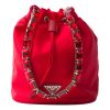 Prada Re-Nylon Drawstring Bucket Bag w/ Crystal Handle - Red
