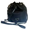 Prada Re-Nylon/Leather Black Tassel Drawstring Bucket Bag