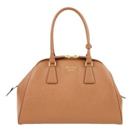Prada Medium Caramel Brown Safiano Calf Leather Handbag