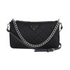 Prada Black Crossbody Bag w/ a Chain in Quilted Tessuto Nylon