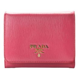Prada Small Trifold Wallet in Vitello Move Calf Leather - Pink
