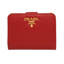 Prada Snap-Button Bifold Wallet in Safiano Calf Leather - Red