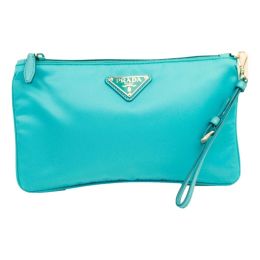 Prada Cosmetic Wristlet Pouch in Tessuto Nylon - Turquoise