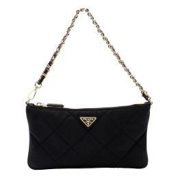 Prada “Re-Edition 1995” Re-Nylon & Gold Chain Black Handbag