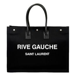 Saint Laurent “Rive Gauche” Canvas w/ Leather Trim Tote Bag