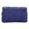 Saint Laurent “Jamie” Monogram Shoulder Bag in Raffia - Blue