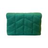 Saint Laurent Basil Green Quilted Canvas Clutch & Card Holder