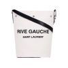 Saint Laurent “Rive Gauche” Linen Bucket Bag w/ Leather Trim