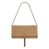 Saint Laurent "Kate 99" Beige Woven Raffia Tassel Shoulder Bag