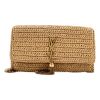Saint Laurent "Kate 99" Beige Woven Raffia Tassel Shoulder Bag