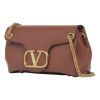 Valentino Garavani Stud Sign V Logo Calf Leather Shoulder Bag