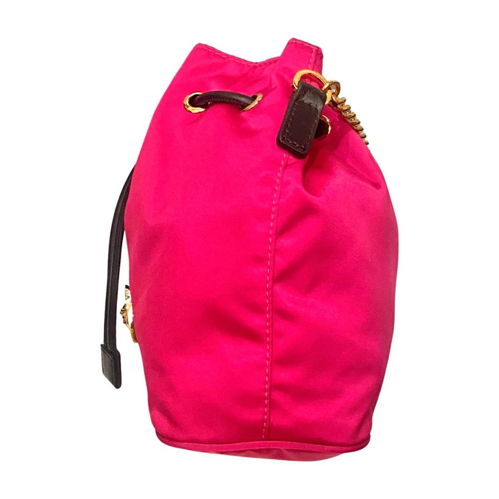 Versace "La Medusa" Soft Nylon Drawstring Bucket Bag Pink