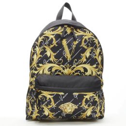 Versace "Barocco Print" Zipper Backpack in Nylon - Black