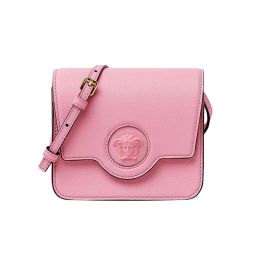 Versace “La Medusa” Pink Pebbled Calf Leather Crossbody Bag