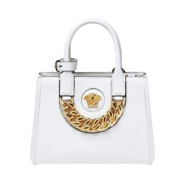 Versace “La Medusa” Small White Calf Leather Crossbody Bag