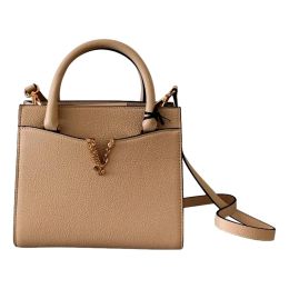 Versace "Virtus" Beige Luxurious Smooth Calf Leather Handbag