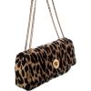 Versace Wool/Leather Leopard Print w Chain Strap Shoulder Bag