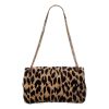 Versace Wool/Leather Leopard Print w Chain Strap Shoulder Bag