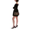 Versace Wool/Leather Leopard Print w Chain Strap Shoulder Bag