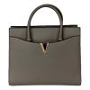 Versace Top Handle Medium Tote in Taupe Virtus Calf Leather