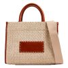 Versace “Athena” Small Tote Bag in Raffia & Calf Leather - Beige