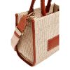 Versace “Athena” Small Tote Bag in Raffia & Calf Leather - Beige