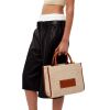 Versace “Athena” Small Tote Bag in Raffia & Calf Leather - Beige