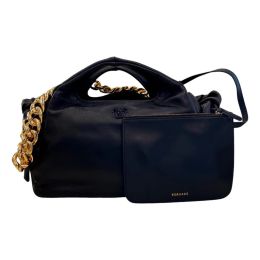 Versace La Medusa Chain Handbag in Lambskin Leather - Black